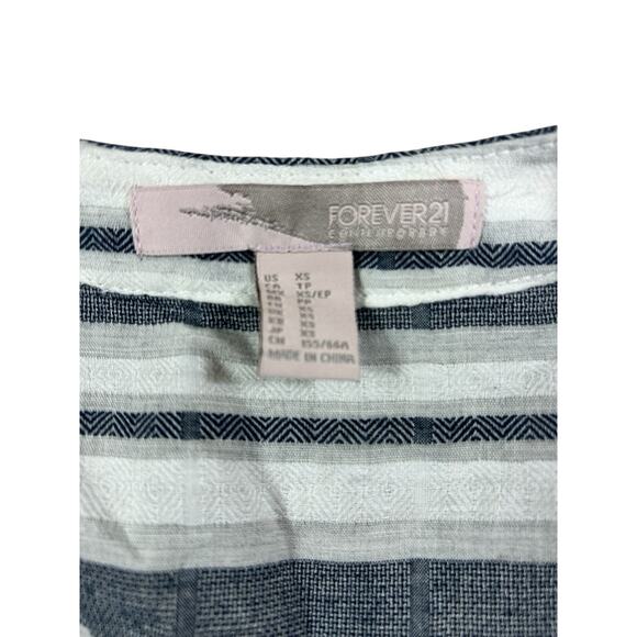 Forever 21 Contemporary Shorts Romper Sz XS Sleeveless Striped V-Neck Blue Gray - Picture 2 of 6